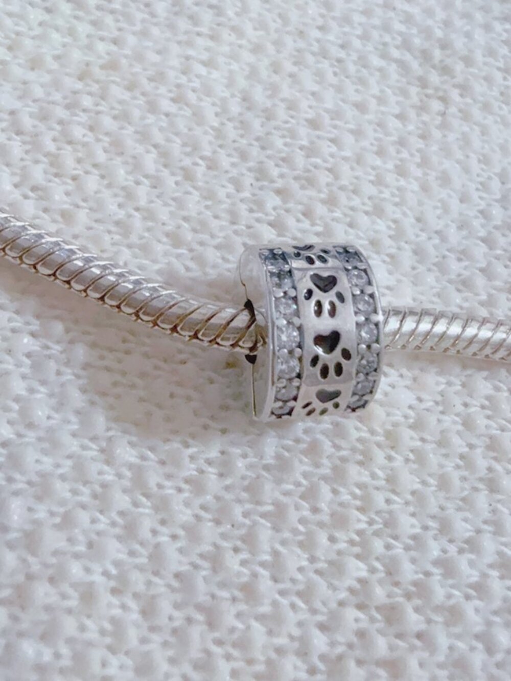 Paw print Clip Charm, Dog Charm Animal S925 Silver Charm For Pandora Bracelet - Picture 8 of 9